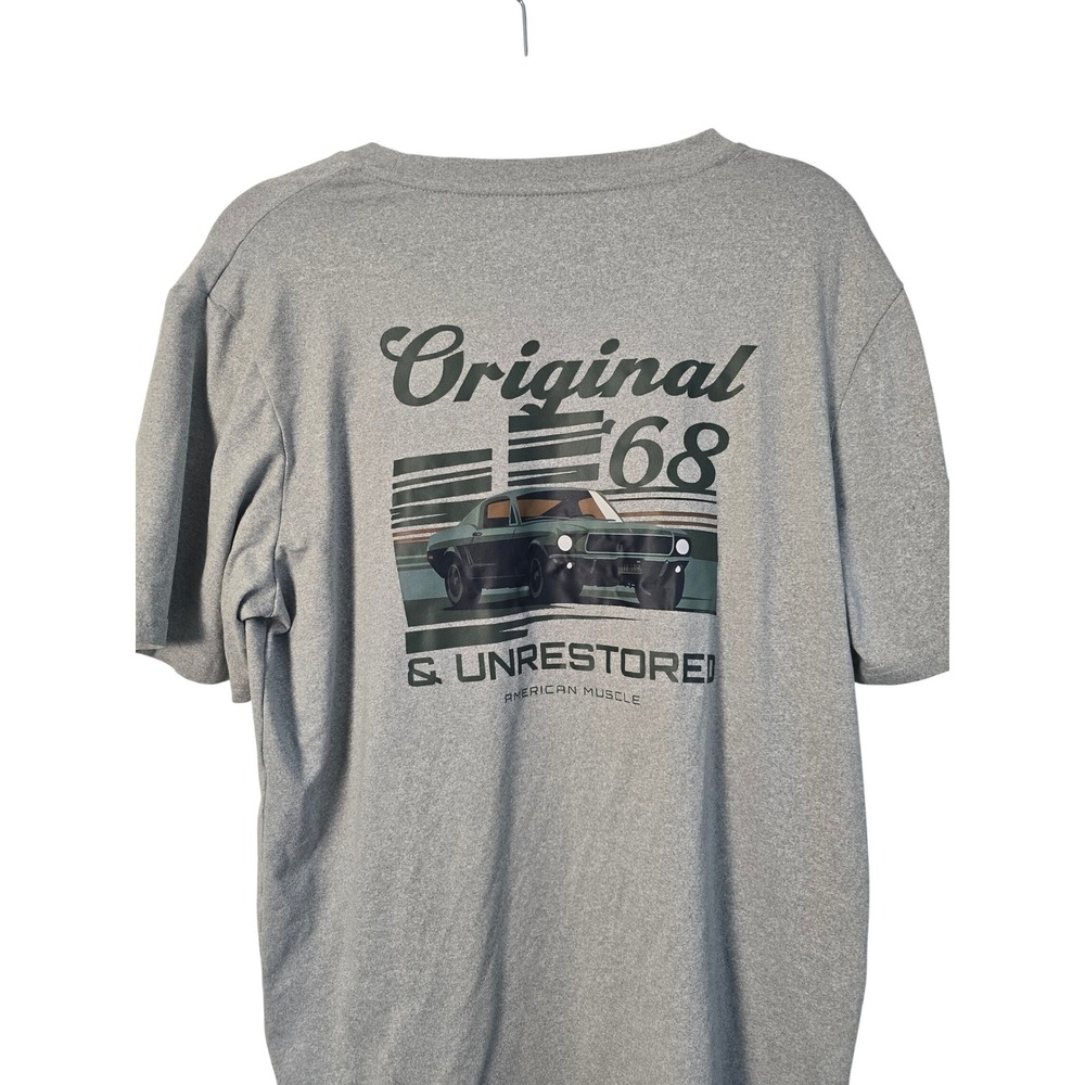 Mens Heather Grey Original 68 Unrestored American Muscle Car Graphic T-Shirt S